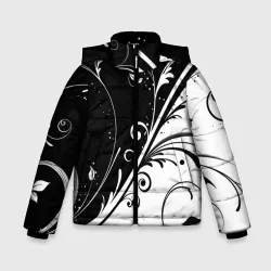 Зимняя куртка для мальчиков 3D Цветочный узор Black & White