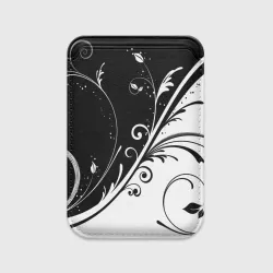 Картхолдер Magsafe магнитный Цветочный узор Black & White