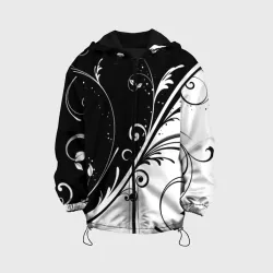 Детская куртка 3D Цветочный узор Black & White