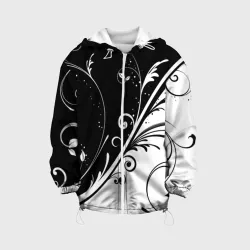 Детская куртка 3D Цветочный узор Black & White