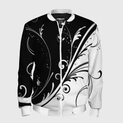 Мужской бомбер 3D Цветочный узор Black & White