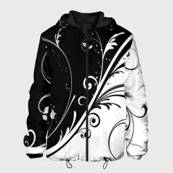 Мужская куртка 3D Цветочный узор Black & White