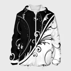 Мужская куртка 3D Цветочный узор Black & White