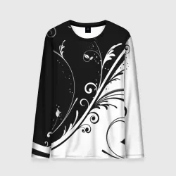 Мужской лонгслив 3D Цветочный узор Black & White