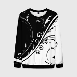 Мужской свитшот 3D Цветочный узор Black & White
