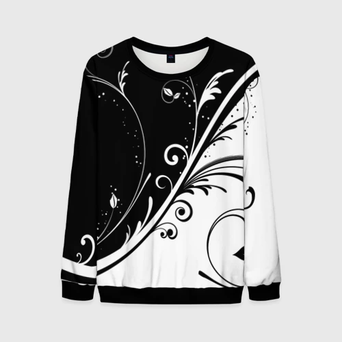 Мужской свитшот 3D Цветочный узор Black & White