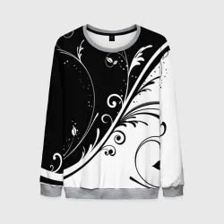Мужской свитшот 3D Цветочный узор Black & White