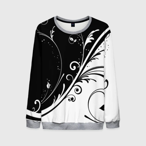 Мужской свитшот 3D Цветочный узор Black & White