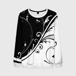 Мужской свитшот 3D Цветочный узор Black & White