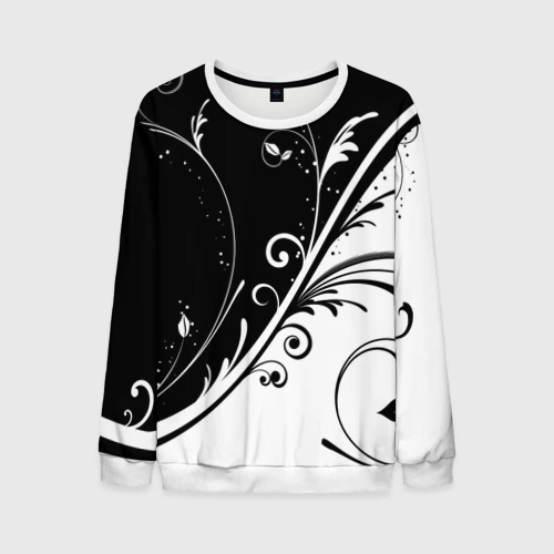 Мужской свитшот 3D Цветочный узор Black & White