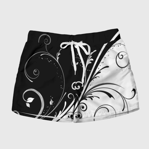 Женские шорты 3D Цветочный узор Black & White