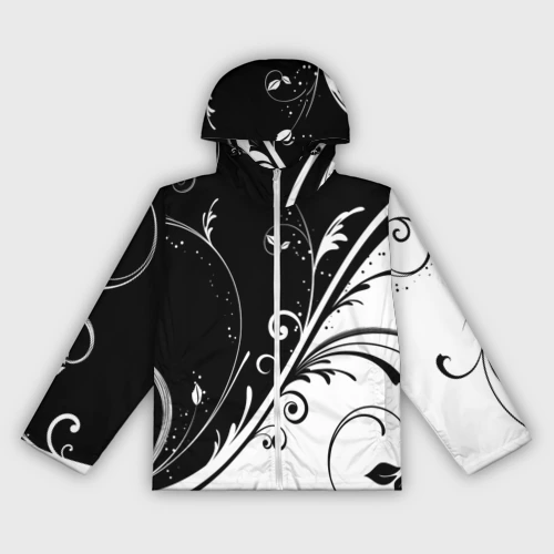 Женская ветровка 3D Цветочный узор Black & White