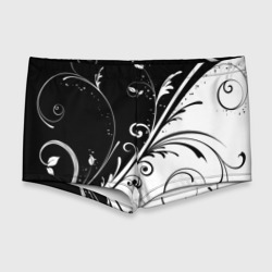 Мужские купальные плавки 3D Цветочный узор Black & White