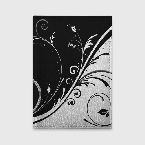 Обложка для автодокументов Цветочный узор Black & White