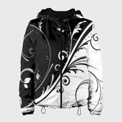 Женская куртка 3D Цветочный узор Black & White