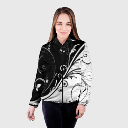 Женская куртка 3D Цветочный узор Black & White - фото 2