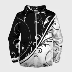 Мужская ветровка 3D Цветочный узор Black & White