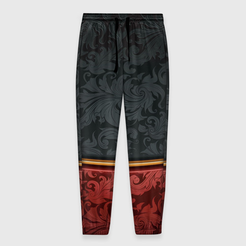 Мужские брюки 3D с принтом Узоры Black and Red, вид спереди #2