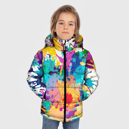 Зимняя куртка для мальчиков 3D Пятна краски, цвет черный - фото 3