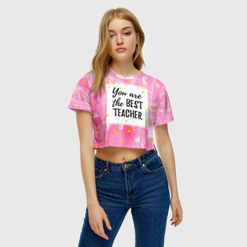 Женская футболка Crop-top 3D Лучший учитель, цвет 3D печать - фото 3