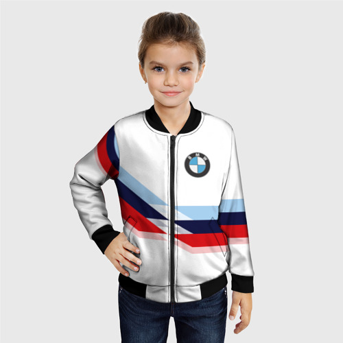 Детский бомбер 3D BMW БМВ white, цвет черный - фото 3