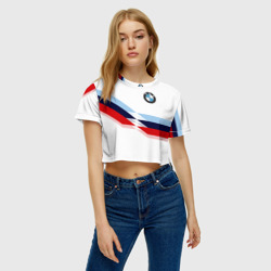 Женская футболка Crop-top 3D BMW БМВ white - фото 2