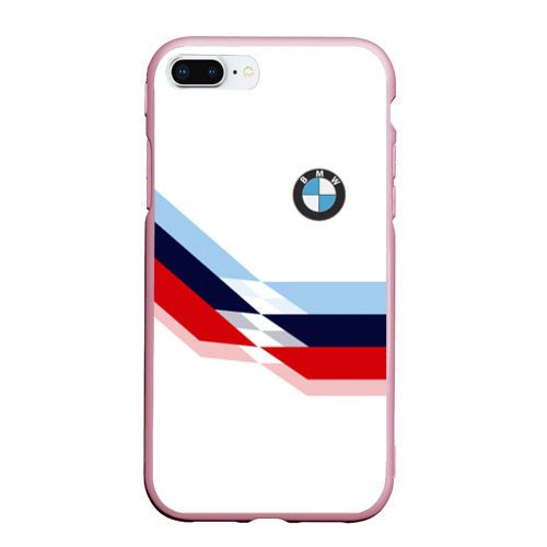 Чехол для iPhone 7Plus/8 Plus матовый BMW БМВ white, цвет розовый