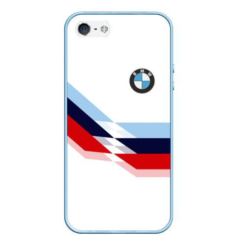 Чехол для iPhone 5/5S матовый BMW БМВ white, цвет голубой