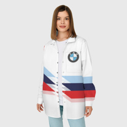 Женская рубашка oversize 3D BMW БМВ white - фото 2