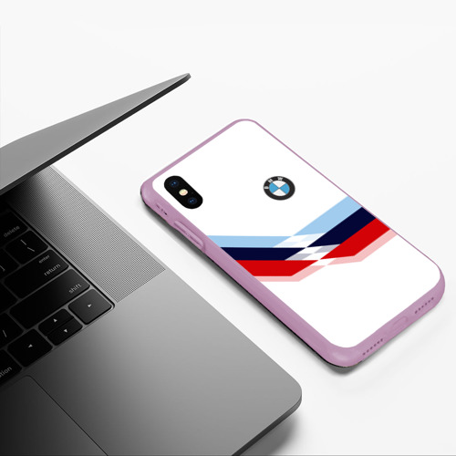 Чехол для iPhone XS Max матовый BMW БМВ white, цвет сиреневый - фото 5