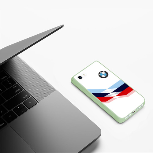 Чехол для iPhone 5/5S матовый BMW БМВ white, цвет салатовый - фото 5