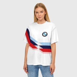 Женская футболка oversize 3D BMW БМВ white - фото 2