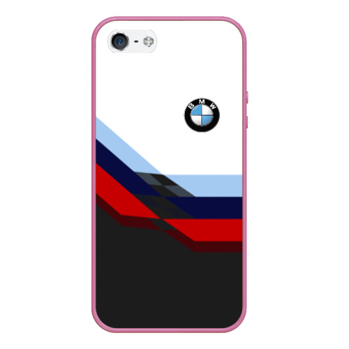 Чехол для iPhone 5/5S матовый BmW m sport БМВ, цвет малиновый