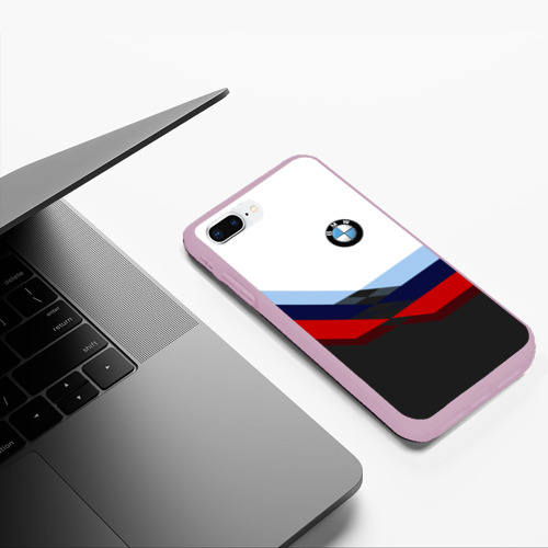 Чехол для iPhone 7Plus/8 Plus матовый BmW m sport БМВ, цвет розовый - фото 5