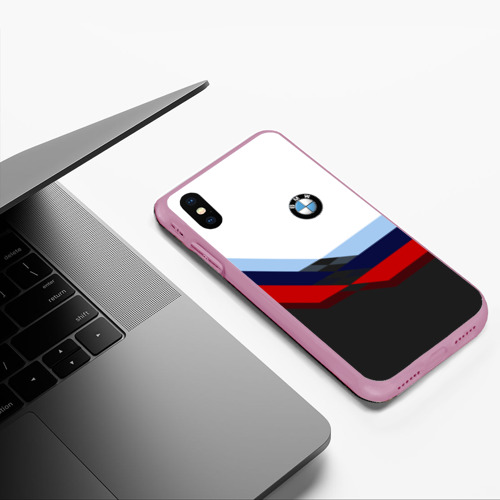 Чехол для iPhone XS Max матовый BmW m sport БМВ, цвет розовый - фото 5