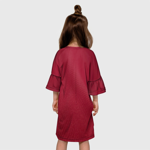 Детское платье 3D с принтом КРАСНАЯ ТКАНЬ / RED TEXTURE, вид сзади #2