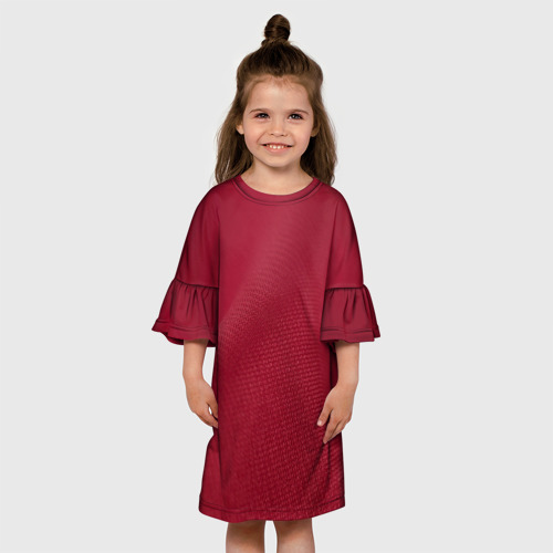 Детское платье 3D с принтом КРАСНАЯ ТКАНЬ / RED TEXTURE, вид сбоку #3