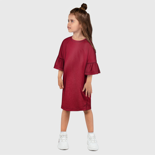 Детское платье 3D с принтом КРАСНАЯ ТКАНЬ / RED TEXTURE, фото на моделе #1