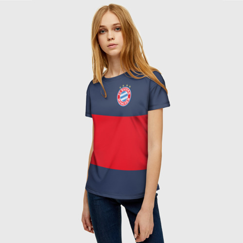 Женская футболка 3D Bayern Munchen - Red-Blue FCB 2022 new, цвет 3D печать - фото 3