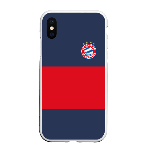 Чехол для iPhone XS Max матовый Bayern Munchen - Red-Blue FCB 2022 new, цвет белый