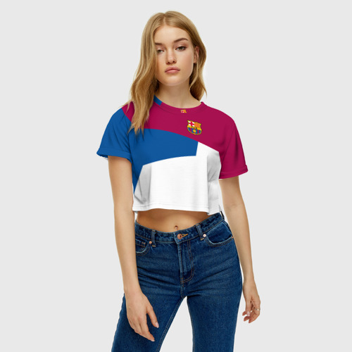 Женская футболка Crop-top 3D FC Barcelona 2018 #4, цвет 3D печать - фото 3