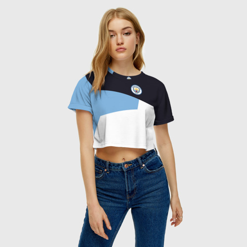 Женская футболка Crop-top 3D Manchester city 2018 #4, цвет 3D печать - фото 3