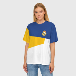 Женская футболка oversize 3D Real Madrid geometry sport - фото 2