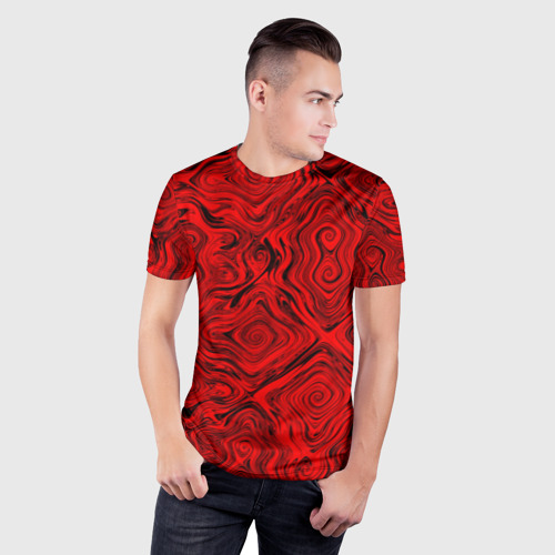 Мужская футболка 3D Slim Tie-Dye red, цвет 3D печать - фото 3