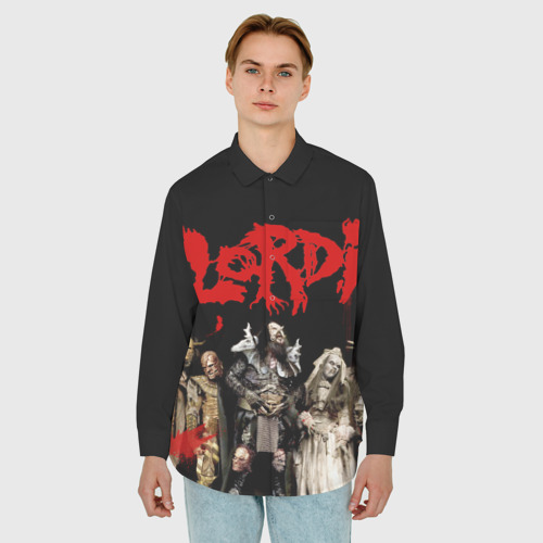 Мужская рубашка oversize 3D с принтом Lordi, фото на моделе #1