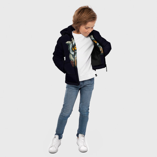 Зимняя куртка для мальчиков 3D Сова с Печенькой, цвет черный - фото 5