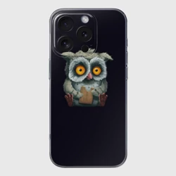 Чехол для iPhone 16 Pro Max силиконовый с защитой камеры Сова с Печенькой