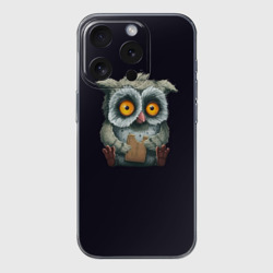 Чехол для iPhone 15 Pro силиконовый с защитой камеры Сова с Печенькой