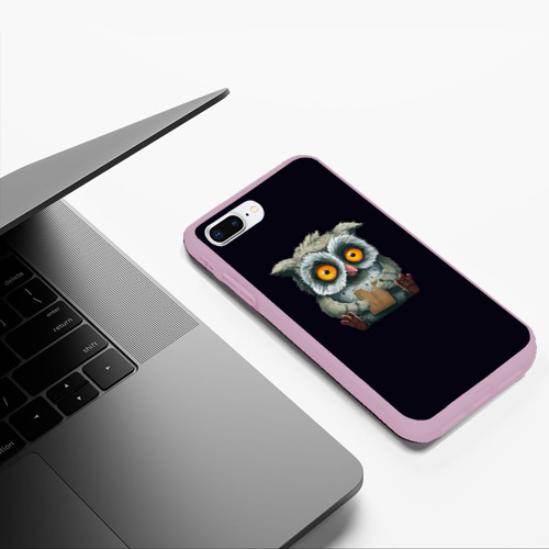 Чехол для iPhone 7Plus/8 Plus матовый Сова с Печенькой, цвет розовый - фото 5