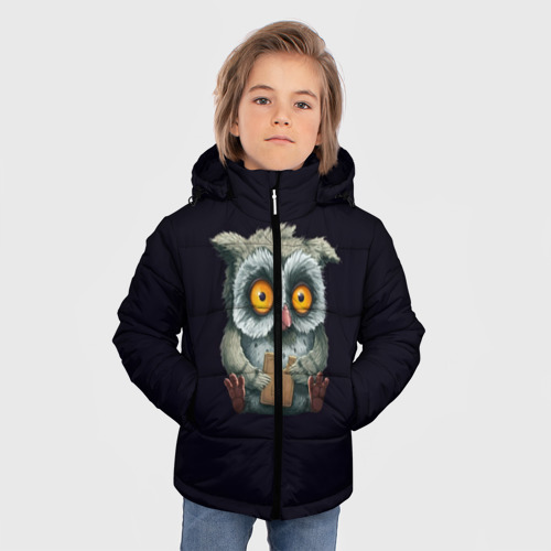 Зимняя куртка для мальчиков 3D Сова с Печенькой, цвет черный - фото 3